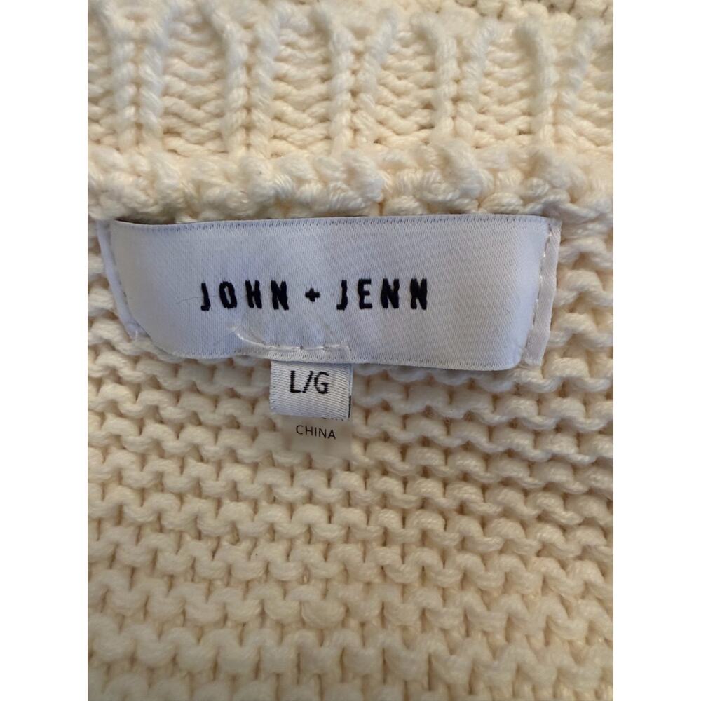 John + Jenn Cream Knit Sweater Vest Gold Button Pocket Open Front Size Large - Picture 6 of 8